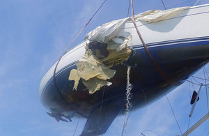 Recovery of a damage yacht following a collision