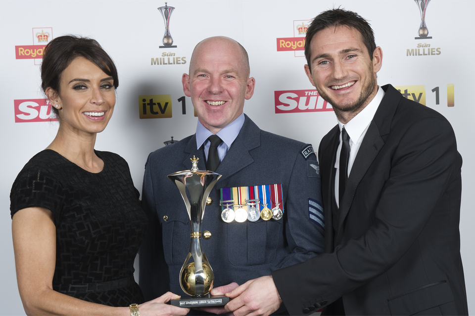 From left: Christine Bleakley, Sergeant Roy Geddes and Frank Lampard (library image)