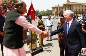 Defence Secretary Sir Michael Fallon met with his Indian counterpart Arun Jaitley during the visit. Crown Copyright.