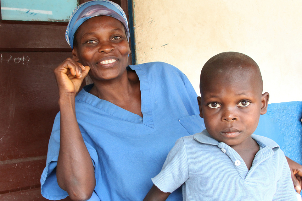 Nurse Tecle Motomobile and her son, who was treated for malnutrition by Action Against Hunger. Picture: Russell Watkins/DFID