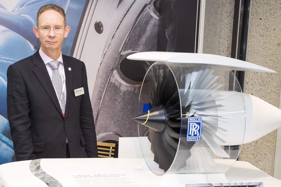 Paul Miller, of Rolls-Royce, with a model of a new aero-engine concept