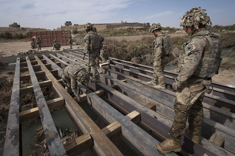Royal Engineers building a bridge