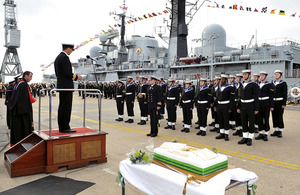 HMS Edinburgh's return to the fleet was marked with a rededication ceremony at Portsmouth Naval Base