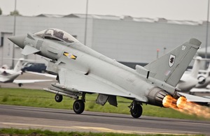 A Typhoon takes off from RAF Northolt [Picture: Senior Aircraftman Neil Chapman, Crown Copyright/MOD 2012]