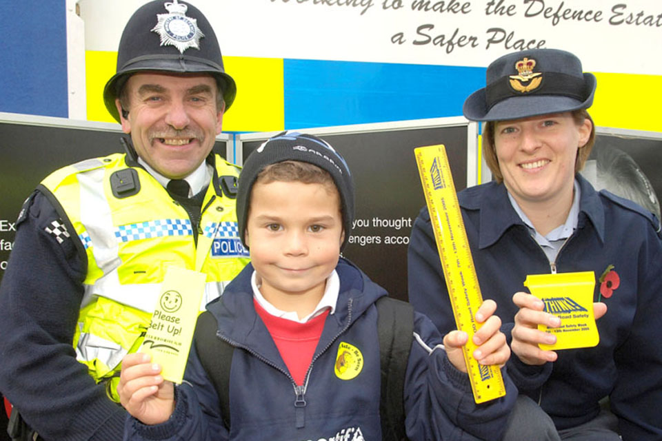 PC Colin Everett helps get the road safety message across at RAF Wittering