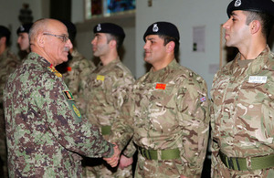 General Karimi meets Afghan officer cadets at the Royal Military Academy Sandhurst [Picture: Crown copyright]