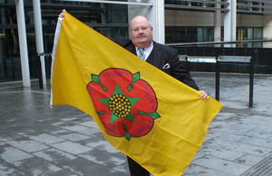 Eric Pickles and the Lancashire flag.