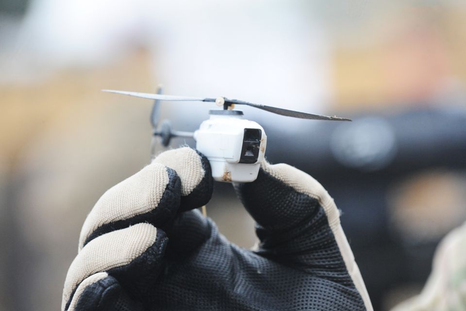 A Black Hornet nano helicopter