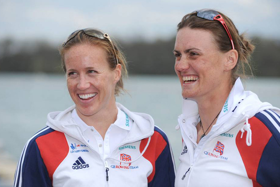 Captain Heather Stanning (right) and her rowing partner, Helen Glover 