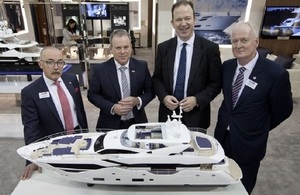 Industry Minister Jesse Norman, David Pougher, BMF, Sean Robertson, Sunseeker International and Howard Pridding, BMF