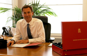 Jeremy Hunt at his desk
