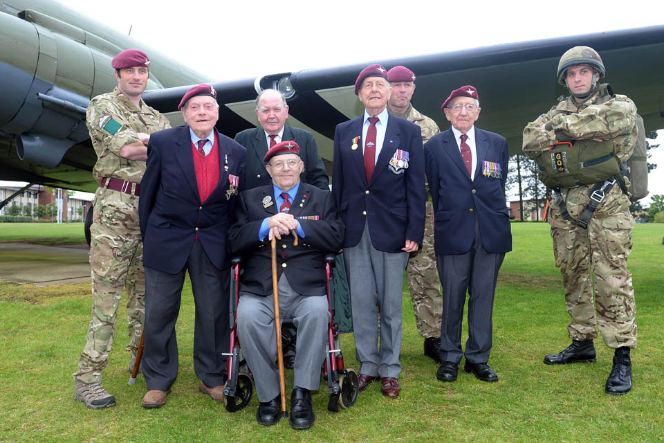 Veterans of the Normandy landings with current members of the Parachute Regiment