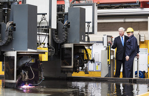 Defence Secretary Sir Michael Fallon has announced that HMS Glasgow will be the first Type 26 frigate and cut steel in Glasgow. Crown Copyright