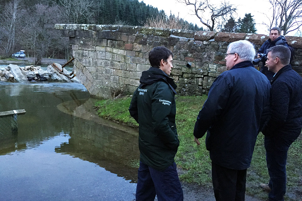 Patrick McLoughlin visits Pooley Bridge in Cumbria, 28 December 2015