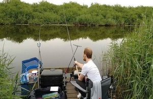 Jason Neil enjoys fishing from accessible platform at Worlingham