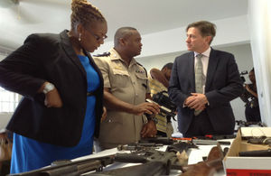 Acting Premier, The Hon Akierra Missick, RTCIPF Superintendent Darron Williams and Governor Todd discuss the amnesty at its launch.