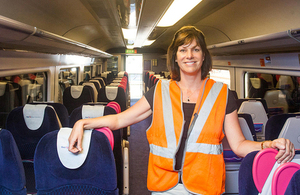 Claire Perry on First Great Western train.