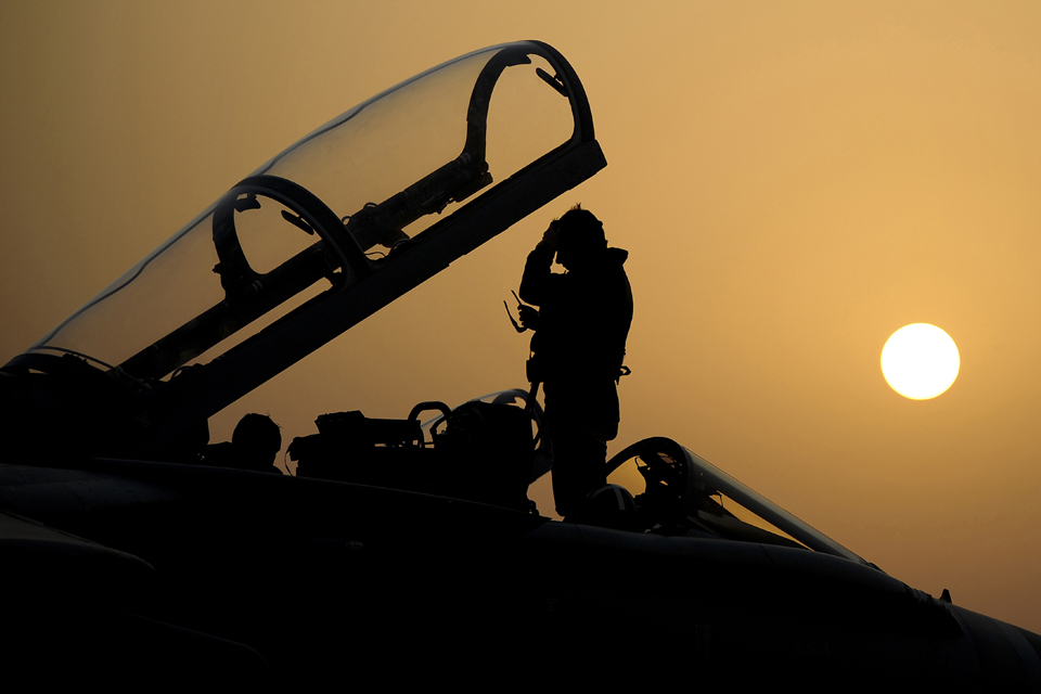 31 Squadron pilot silhouetted 
