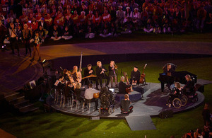 The British Paraorchestra performing at the closing ceremony of the 2012 Paralympics.