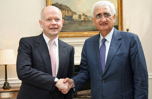 Foreign Secretary William Hague meeting Shri Salman Khurshid, Indian External Affairs Minister