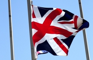 Union flag being lowered