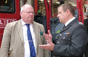 Eric Pickles with the Borough Commander for Edmonton
