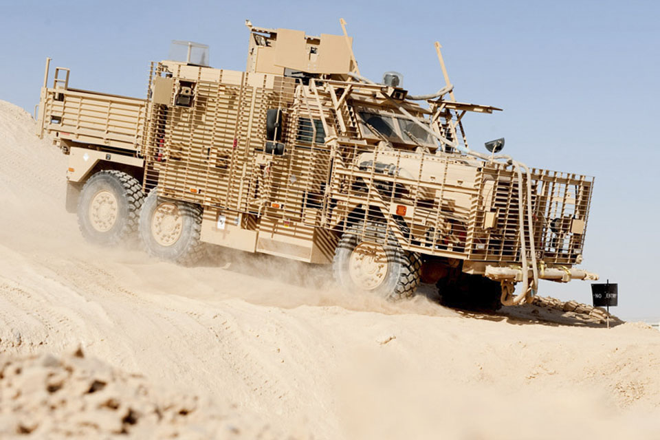 The off-road course at Camp Bastion is designed to push the vehicles and drivers to the limit in order to give troops the confidence and experience they need before deploying in the vehicles on operations 