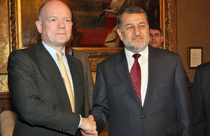 Foreign Secretary William Hague meeting Afghan Defence Minister HE General Bismellah Mohammadi in London, 26 February 2013.