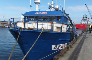 Fishing vessel Aquarius alongside in Aberdeen