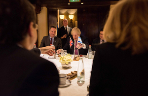 British Foreign Secretary Boris Johnson with British Ambassador to Israel David Quarrey