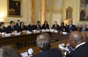 David Cameron chairs a roundtable at 10 Downing Street
