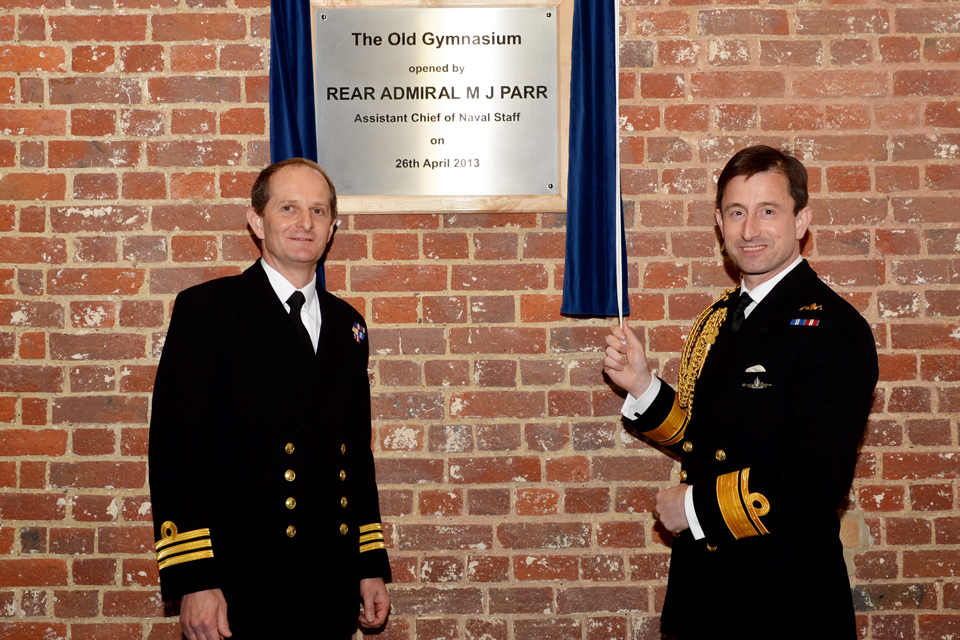 Rear Admiral Matt Parr, Assistant Chief of the Naval Staff, opens the newly-upgraded 'Old Gymnasium'