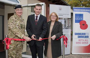 Left to right: Major General Richard Nugee, Lance Corporal Richard Drummond and Sue Freeth at the opening of the Personnel Recovery Centre in Sennelager