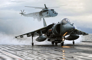 HMS Ark Royal, winner of the Peregrine Trophy. A Harrier GR9 prepares to launch off the deck of HMS Ark Royal for the last time, prior to the ship's decommissioning