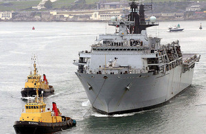 HMS Bulwark leaving Plymouth