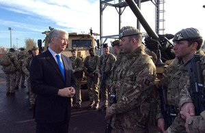 The Defence Secretary Sir Michael Fallon met soldiers from Scots-based Army units.