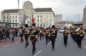 The Royal Artillery Band marches through the streets of Woolwich for the last time [Picture: Sergeant Steve Blake RLC, Crown copyright]