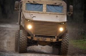 Foxhound Light Protected Patrol Vehicle undergoing extensive trials and testing at Millbrook Proving Ground, Bedford, prior to acceptance into service (stock image)