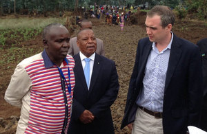 DFID Minister James Wharton in Rwanda with the Governor of Northern Province meeting beneficiaries of UK aid. Picture: William Gelling