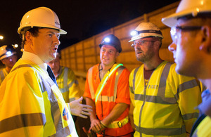 Chancellor meeting workers at M6 road works