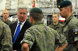 Defence Secretary Fallon meets troops on board HMS Ocean