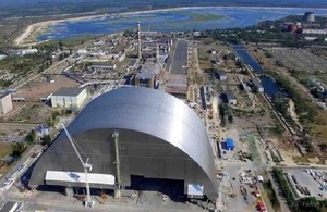 The Chernobyl New Safe Containment Site under construction