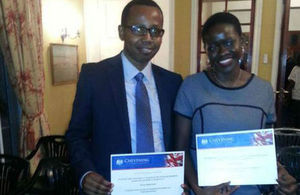 2013/14 Chevening Scholars - Felista Rugambwa and Roman Masumbuko