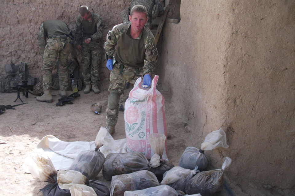 Afghan and British troops discover huge drugs and explosives cache