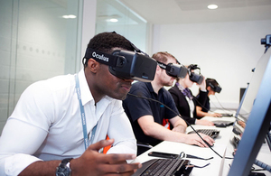 Picture of apprentices using virtual reality technology.