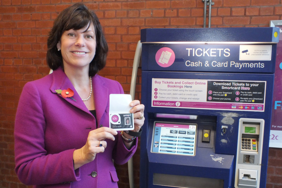 Clare Perry showing her smart ticket.