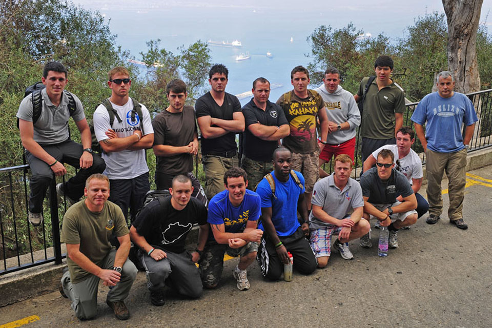 The Royal Marines of Termoli Troop, 40 Commando, pictured on the Rock of Gibraltar during a rehabilitation break 