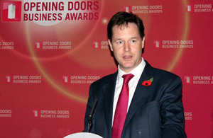 Nick Clegg delivers a speech.