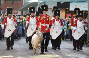 Soldiers of 1st Battalion The Royal Welsh parade through Swansea