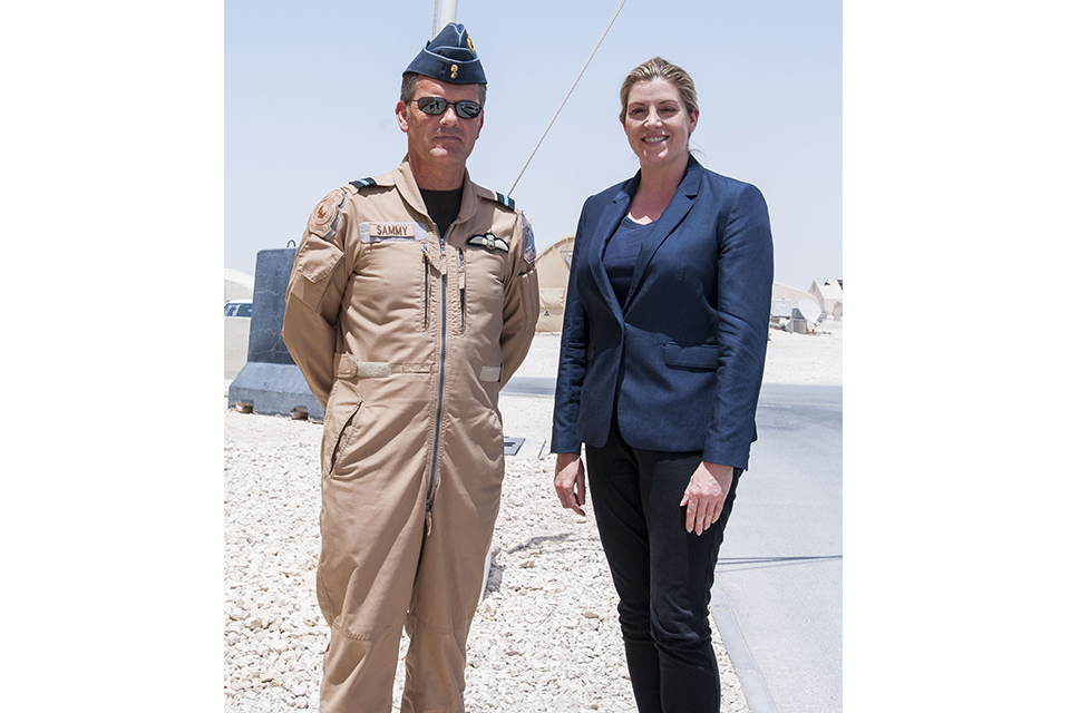 Armed Forces Minister Penny Mordaunt with Air Commodore Martin Sampson. Crown Copyright. 